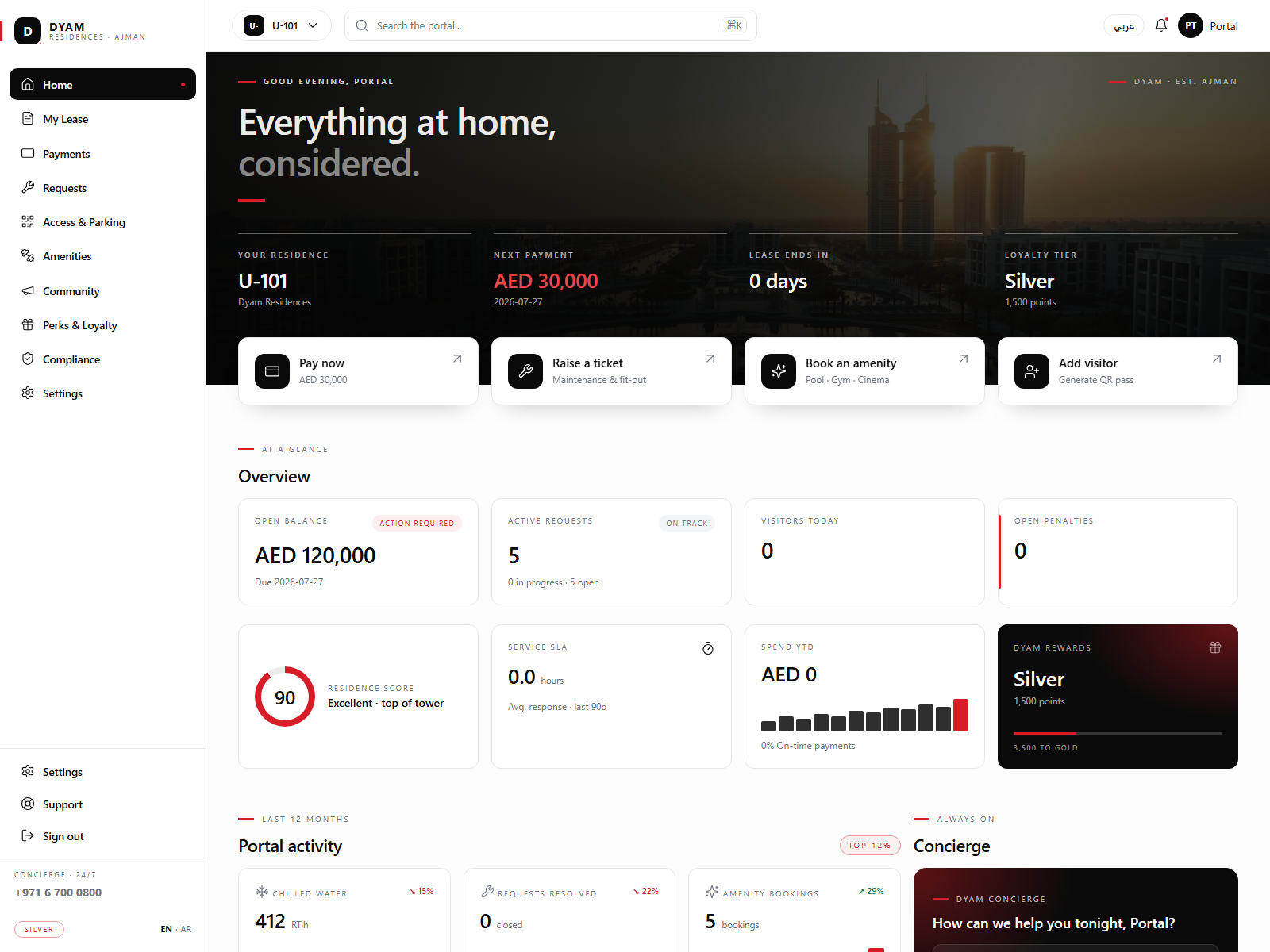 Tenant portal home